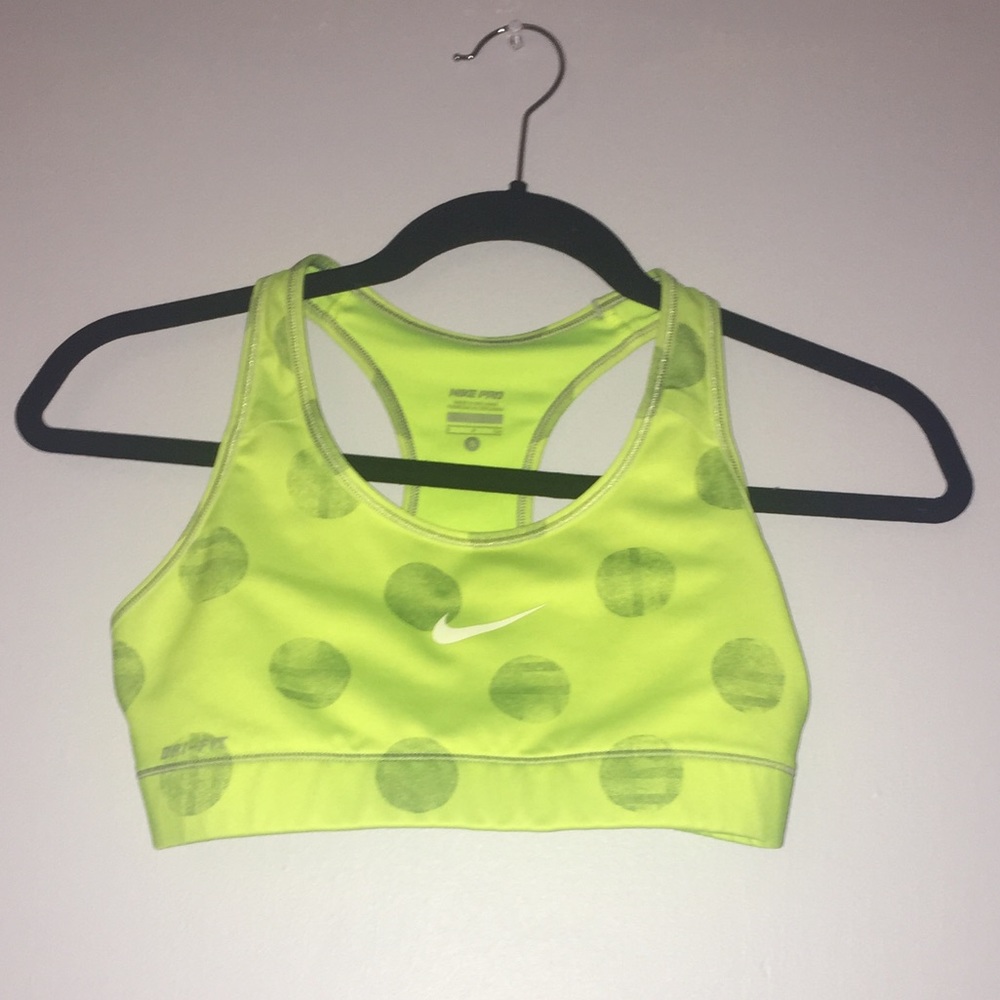 neon yellow nike pro sports bra